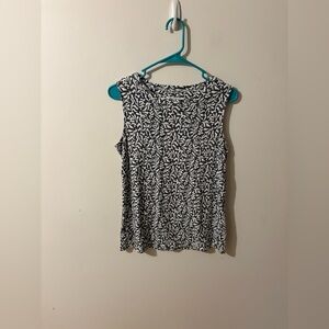 Chico's Navy and White Leaf Print Top Size 1 USA medium